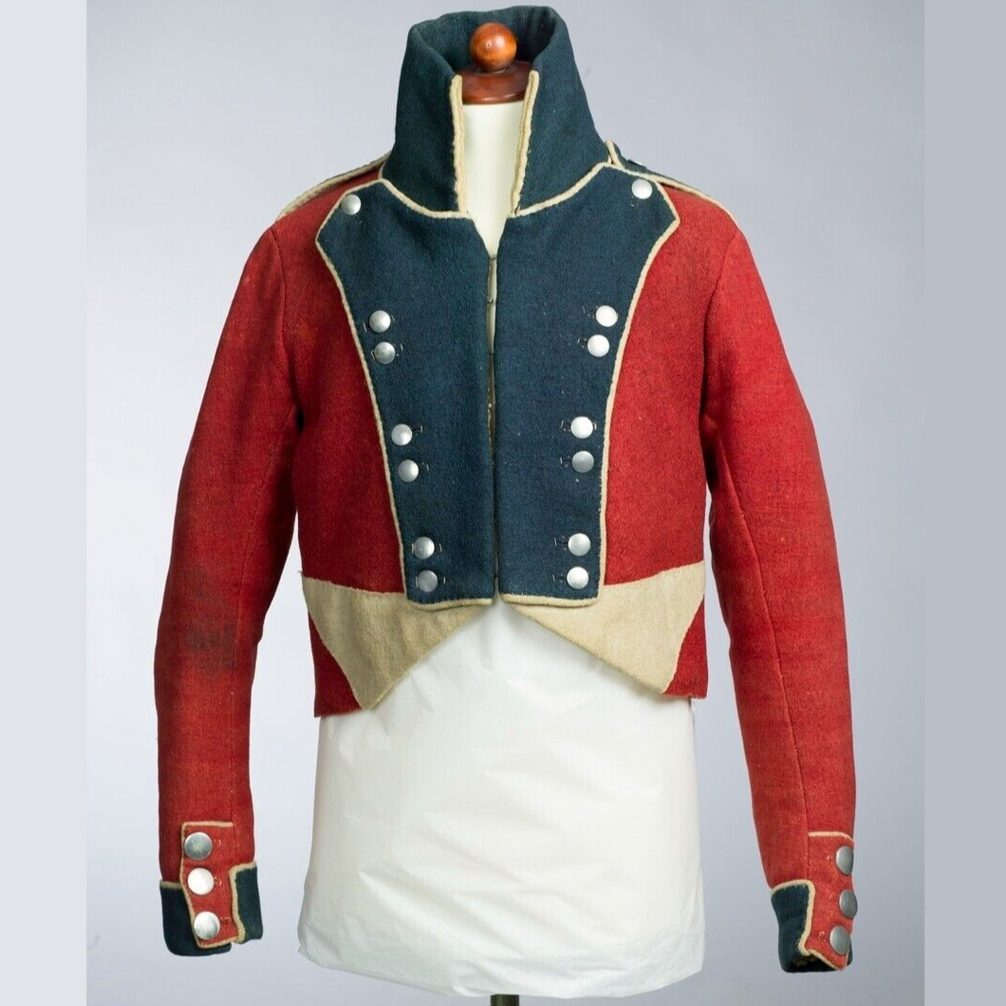 New 1814 Army Soldier Uniform Red With Green Lapel Wool Men Jacket - 471