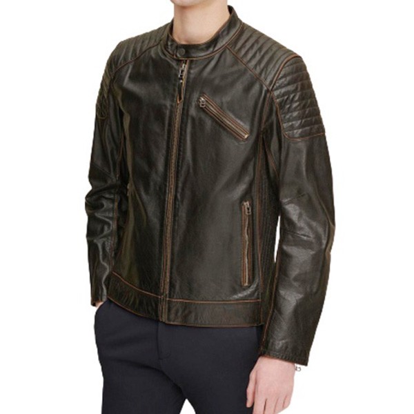 Buy Quilted Men's Leather Biker Jacket - Hussar Jackets