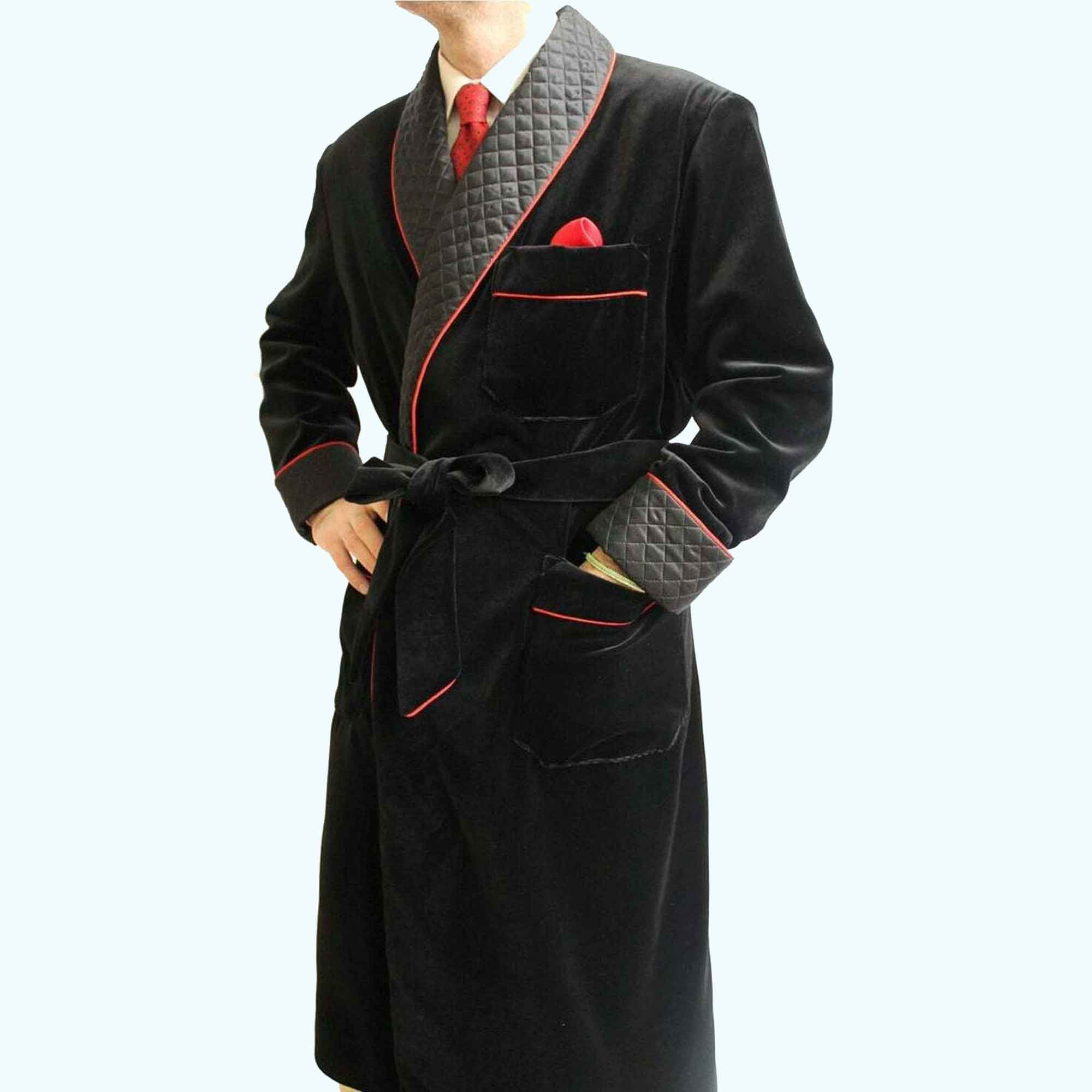Buy Smoking Jacket Robe Mens Quilted Velvet Dressing Gown Online in India   Etsy