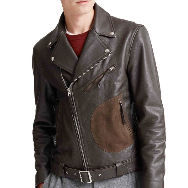 Buy Mens Stylish Biker Dark Brown Leather Jacket Hussar Jackets