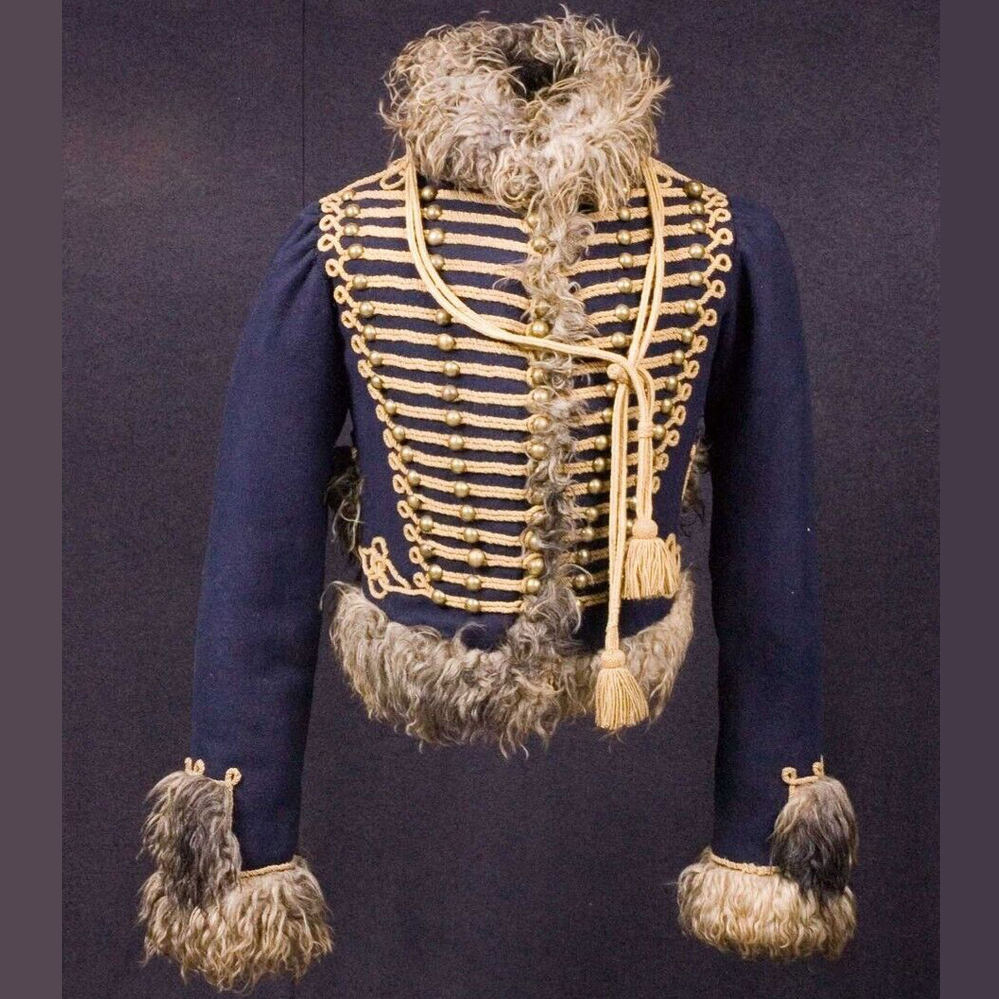 Buy New Dolman Navy Blue With Gold Braiding and Cuffs Fur Wool Coat