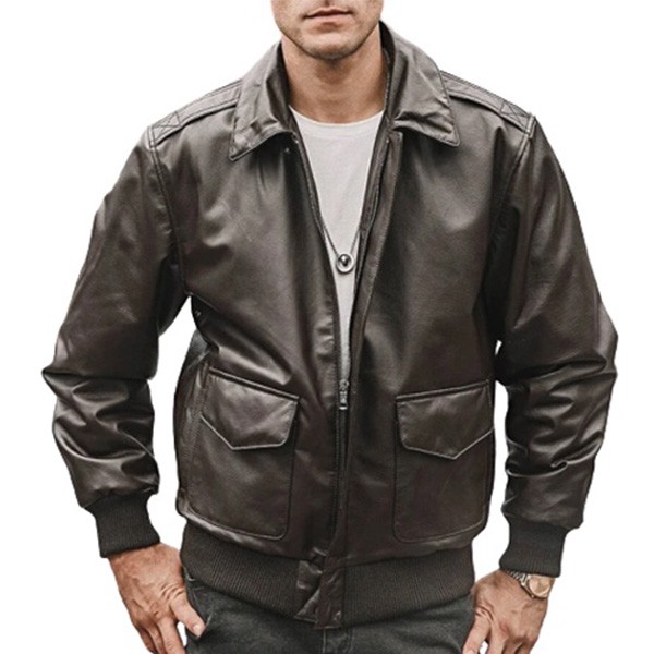 Buy Mens Plain Black Leather Bomber Flight Jacket - Hussar Jackets