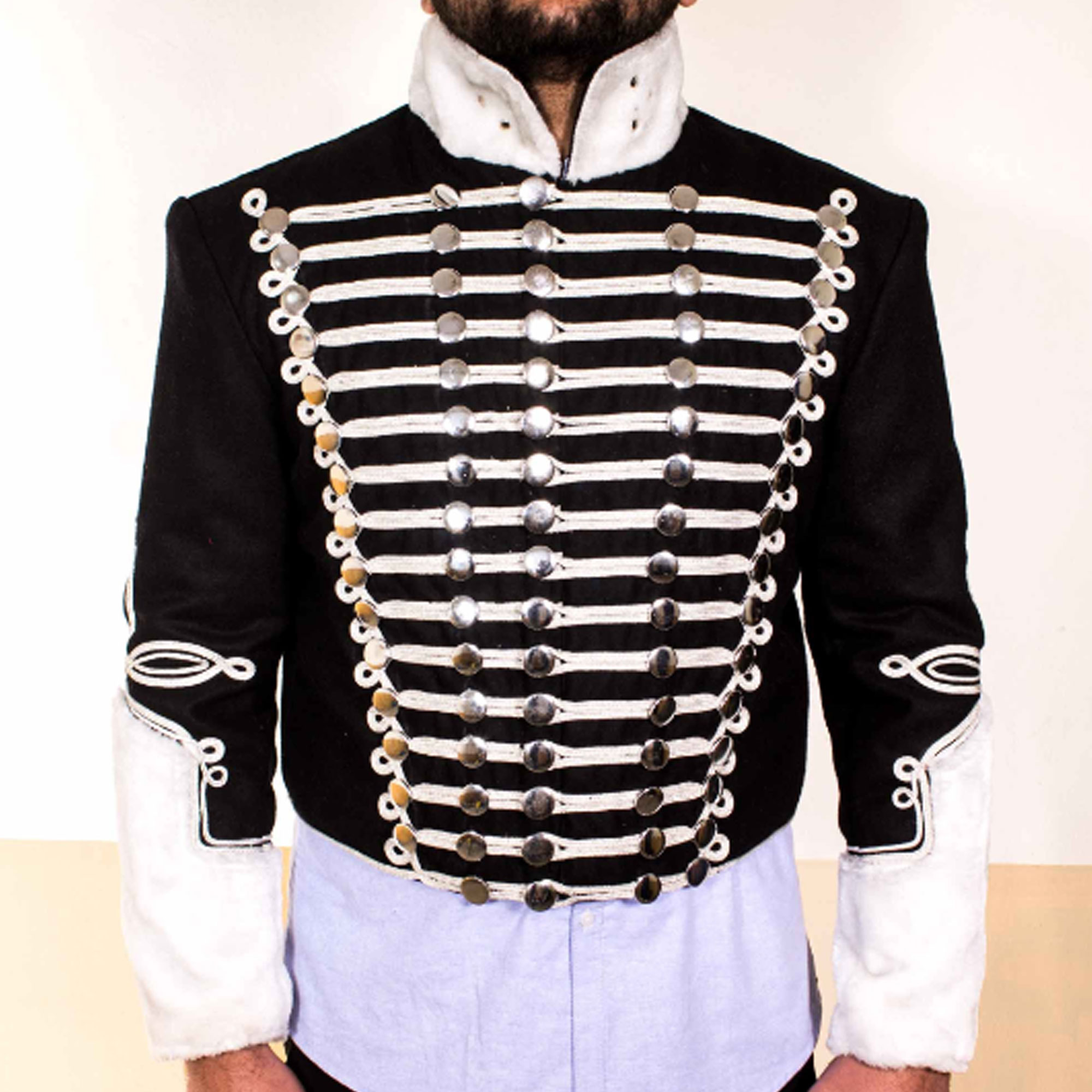 Buy Man,s fashion black braid jacket,Napoleonic Prussian Hussars jacket