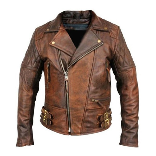 Vintage Brown Leather Motorcycle Jacket - LJ0136