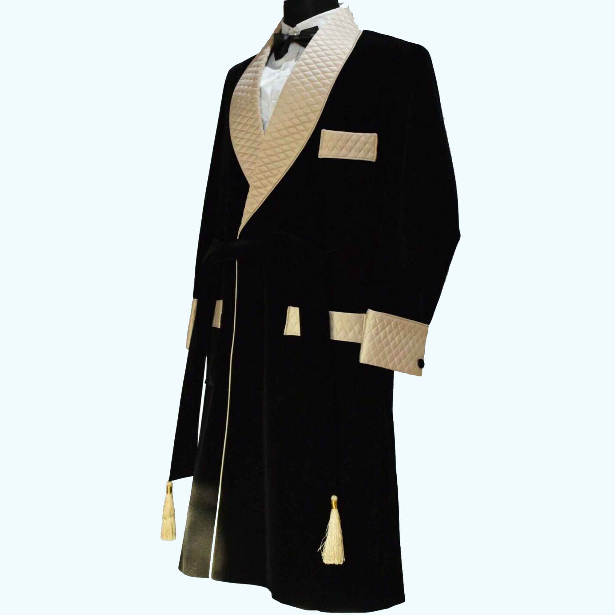 Buy Mens Velvet Smoking Quilted Long Dinner Coat,Men's Velvet Smoking ...