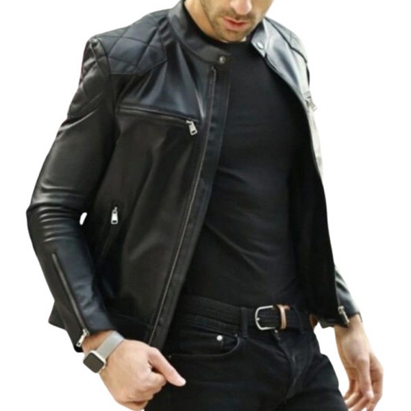 Mens Slim fit Black Leather Jacket - LJ0117