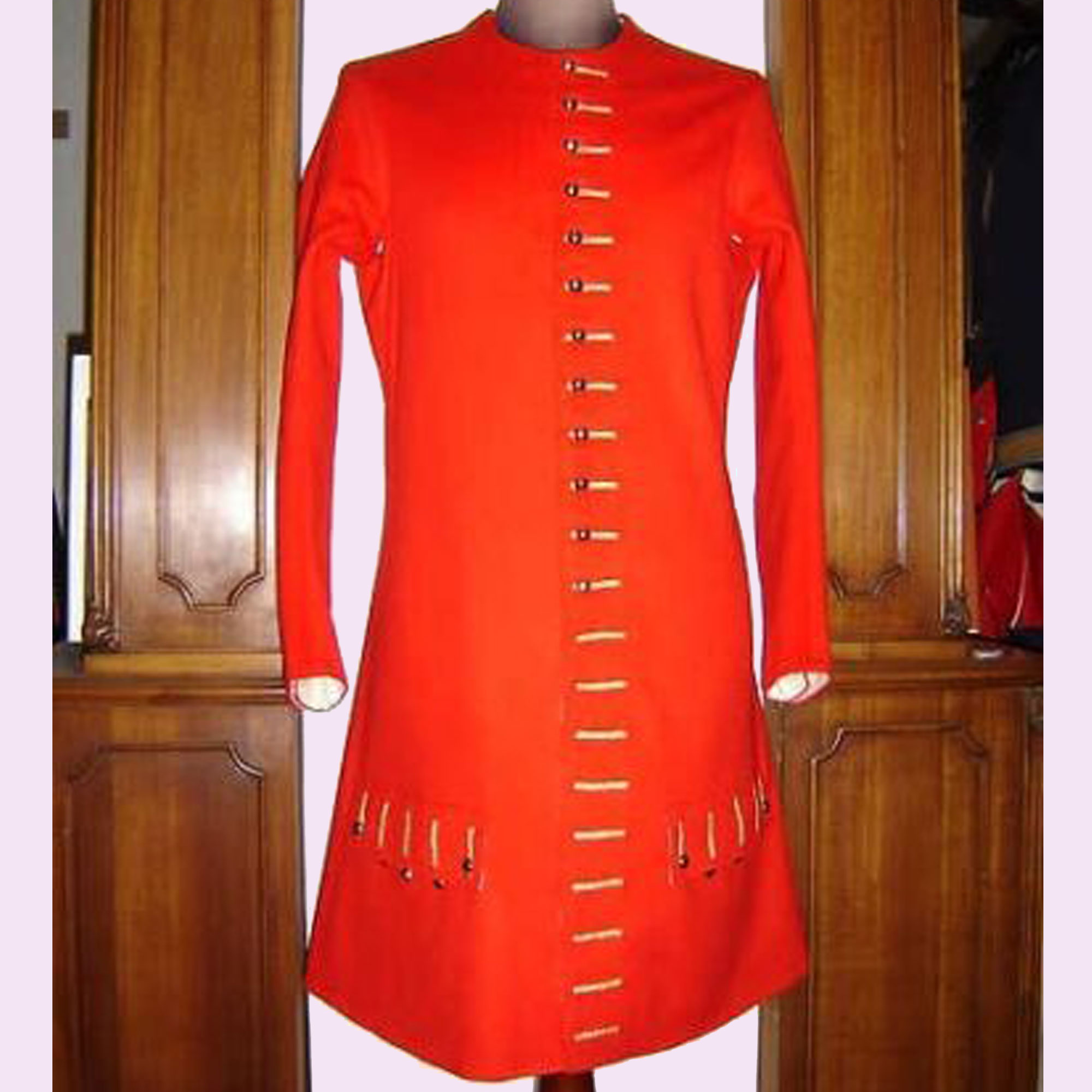 New 1680-1715 British Officer's Gold Braiding Red Wool Military Jacket - 522