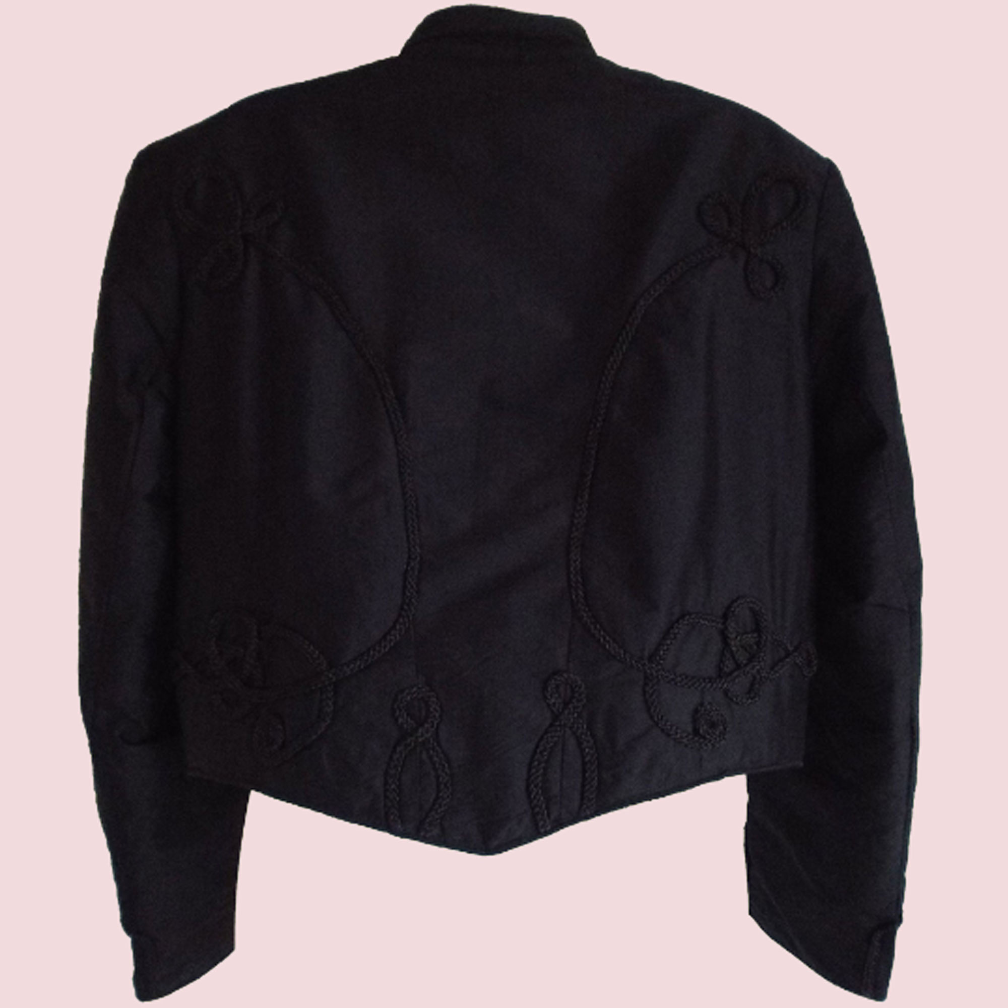 Black Cotton Military Braid Jacket - Hussar Jackets