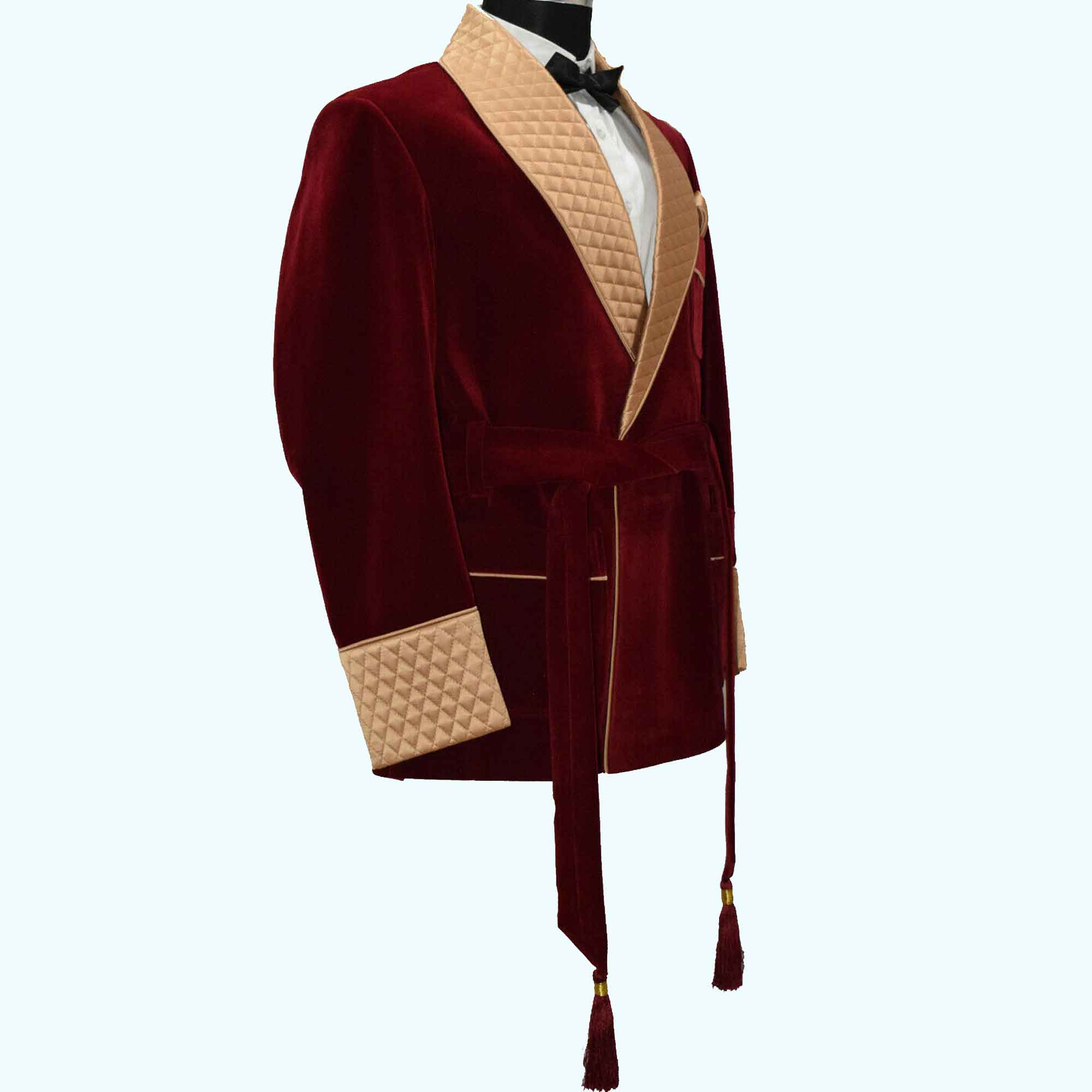Buy Mens Velvet Smoking Quilt Long Coat, Men's Velvet Long Smoking Coat