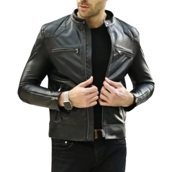 Mens Slim fit Black Leather Jacket - LJ0117