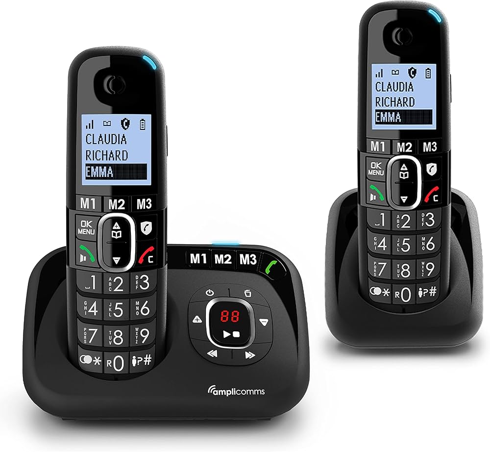 Audioline BigTel 1582 black telephone with large button Duo