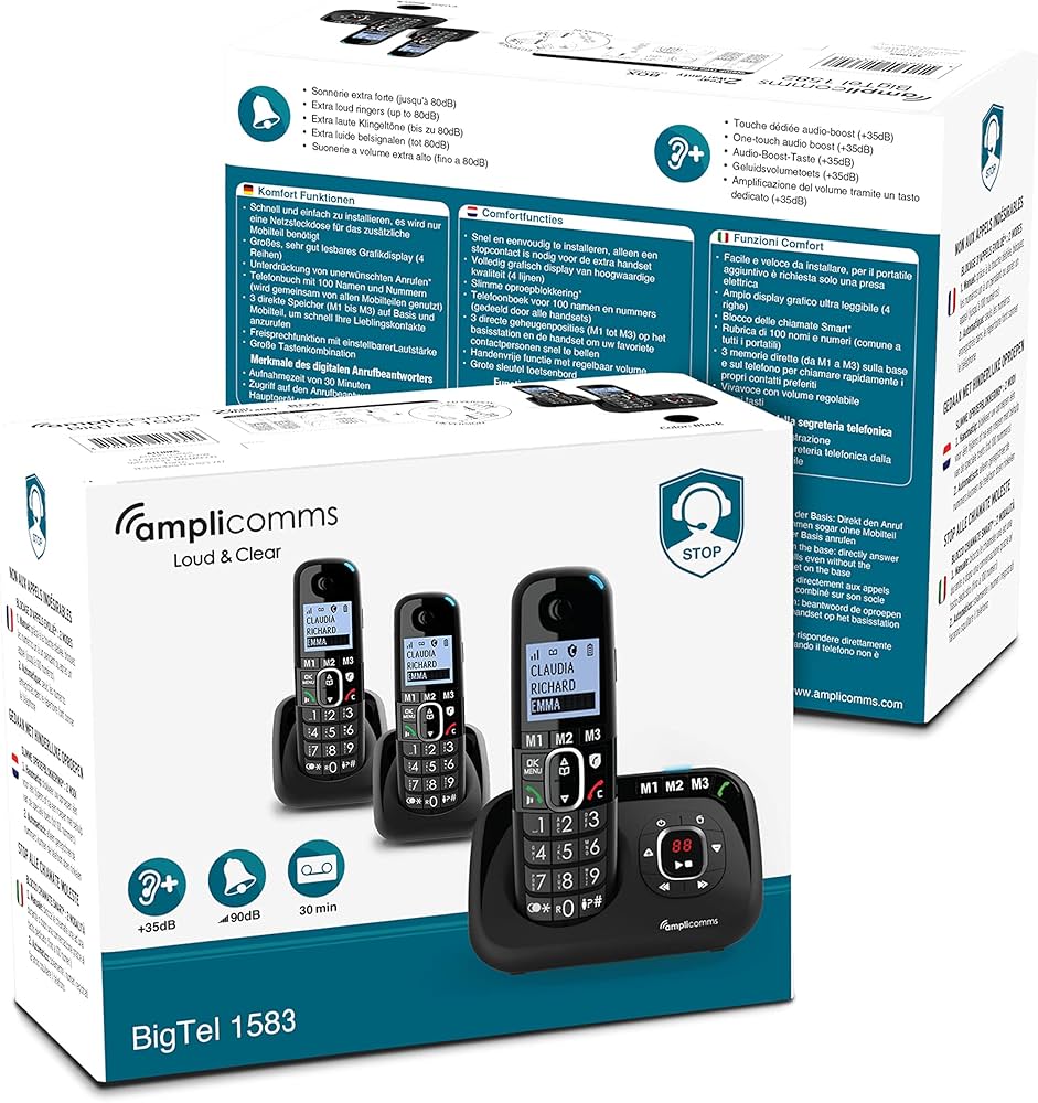 Audioline BigTel 1583 DECT telephone with large button black