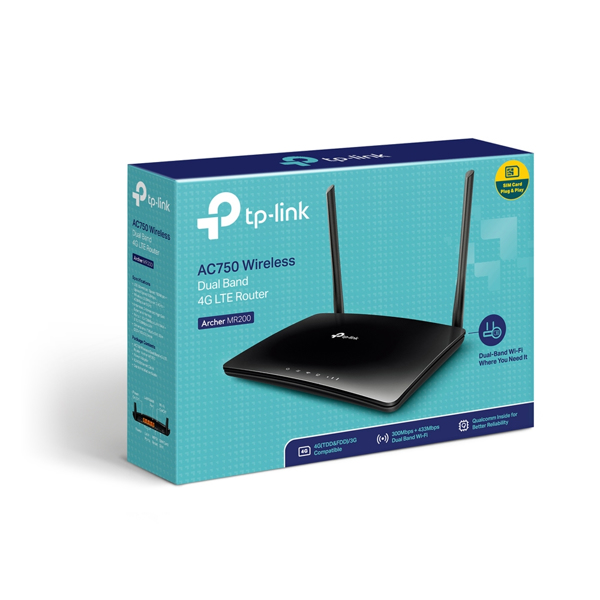 TP-LINK Archer MR200 AC750 - Dual Band 4G LTE Router - ARCHER MR200(EU)