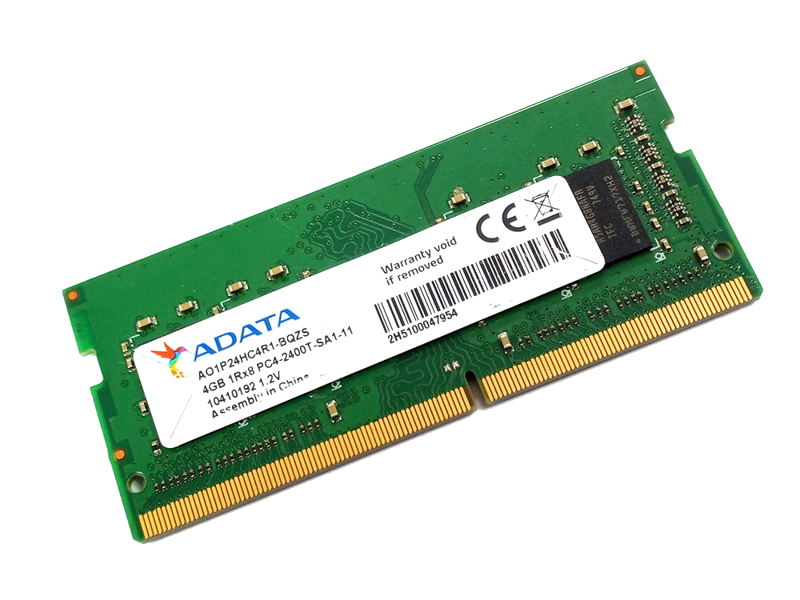ADATA 4GB DDR4-2400MHz SO-DIMM, 1RX8, laptop memory - AO1P24HC4R1-BQZS