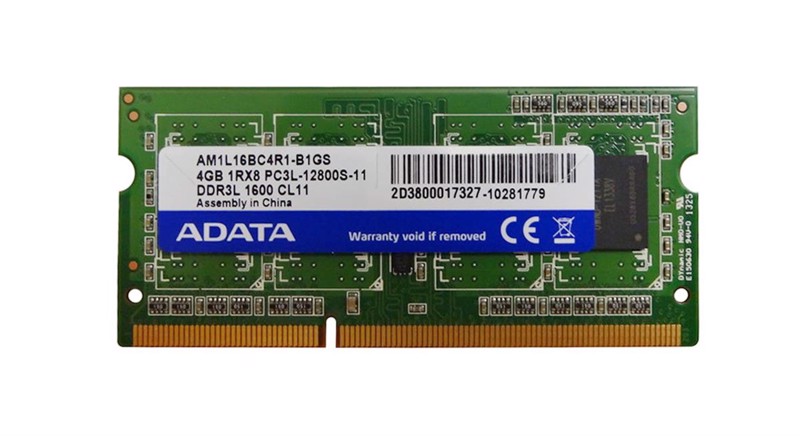 ADATA 4GB DDR3-1600MHz SO-DIMM, 1RX8, laptop memory - AM1L16BC4R1-B1GS