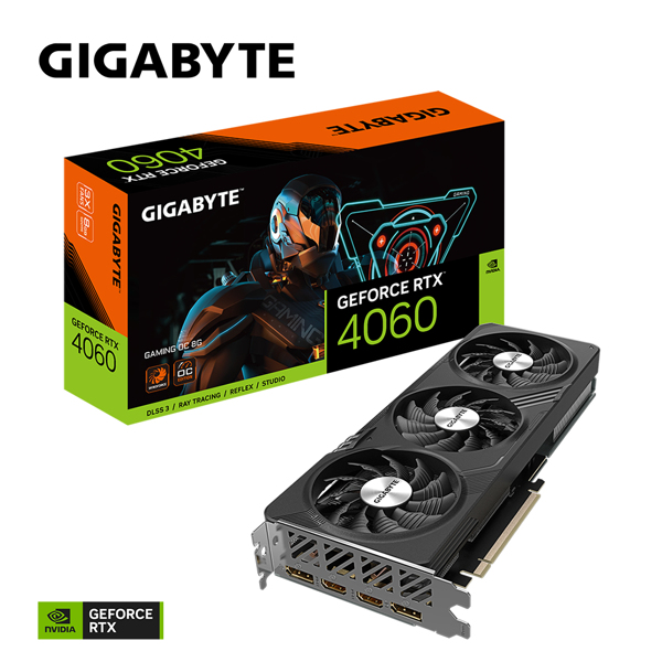 Gigabyte GeForce RTX 4060 GAMING OC 8 Go - GeForce RTX 4060 - 8 Go - GDDR6 - 128 bits - 7680 x 4320 pixels - PCI Express 4.0