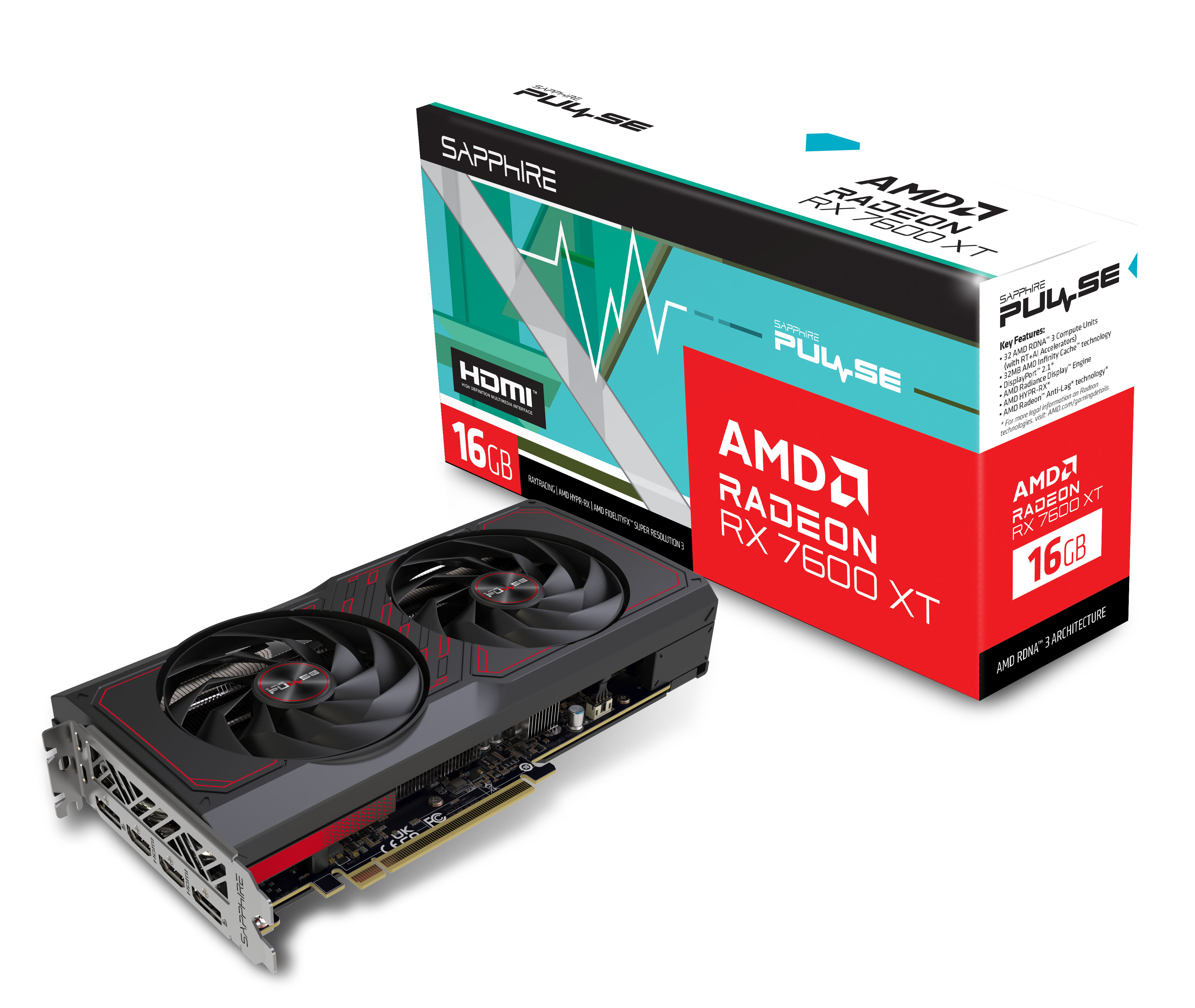 Sapphire RADEON RX7600 XT GAMING OC - Carte graphique gaming puissante - 11339-04-20G