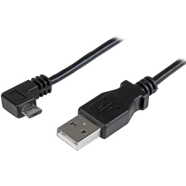 StarTech Micro-USB Charge-and-Sync Cable M/M - Right-Angle Micro-USB - 24 AWG - 0.5 m - 0.5 m - USB A - Micro-USB A - USB 2.0 - Male/Male - Black - USBAUB50CMRA