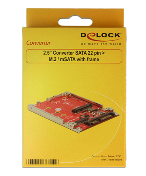 Convertisseur Delock 2,5" SATA 22 broches > M.2 / mSATA avec cadre 7 mm