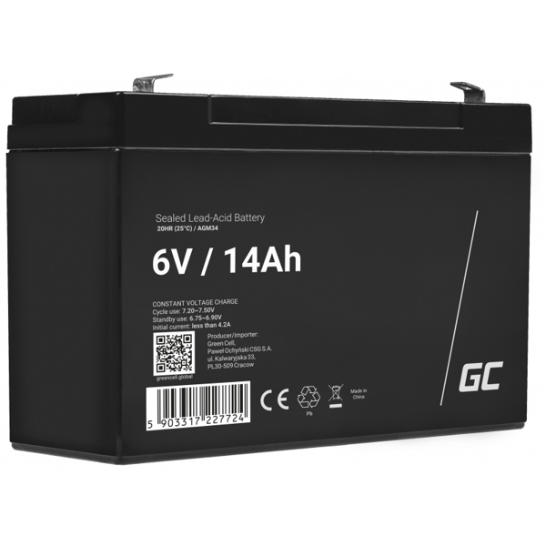 Accumulateur AGM Green Cell 6V 14Ah