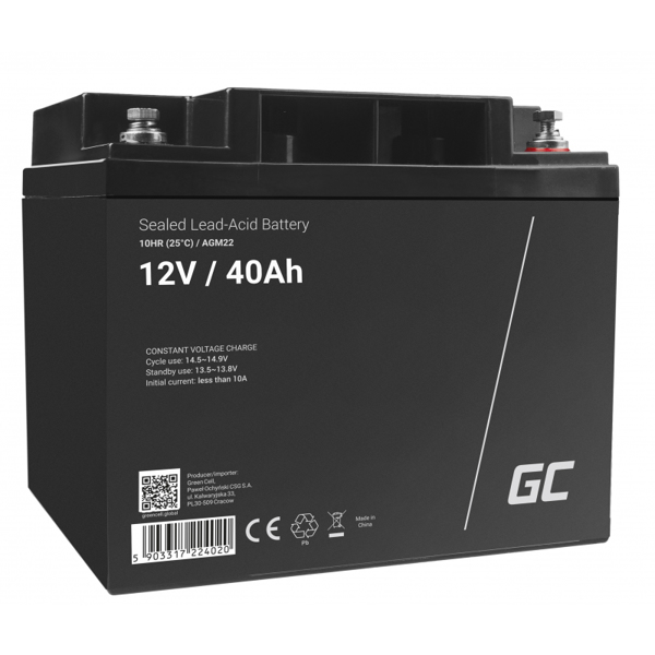 AGM22 UPS-batteri Förseglad blysyra (VRLA) 12V 40Ah - AGM22