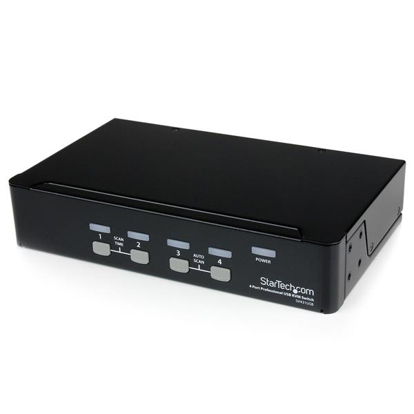 StarTech 4 Port VGA USB KVM Switch with Hub - Professional VGA KVM switch - KVM switch - USB - 4 x KVM port(s) - 1 local user - Desktop (SV431USB) - SV431USB