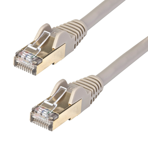 StarTech 6ASPAT10MGR CAT6a Patch Cable (10 m, Gray, RJ45 Snagless Connectors, CAT6a STP Cord, Copper Wire, Network Cable) - Patch Cable - RJ-45 (M) to RJ-45 (M) - 10 m - STP - CAT 6a - Molded, No Snag - Gray - 6ASPAT10MGR