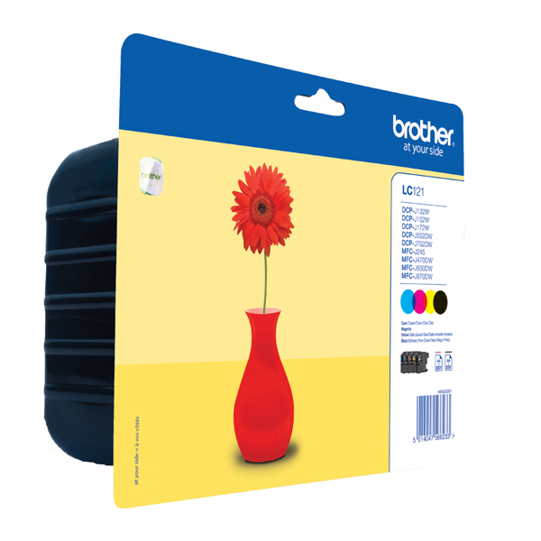 Brother LC121 Value Pack - Black, Yellow, Cyan, Magenta - LC121VALBPDR