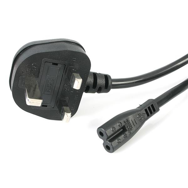 StarTech Laptop Power Cord 2 Slot - Power Cable (250 VAC) - BS 1363 (M) - IEC 320 EN 60320 C7 - 1.0m - Black - Great Britain and Northern Ireland (PXTNB2SUK1M) - PXTNB2SUK1M
