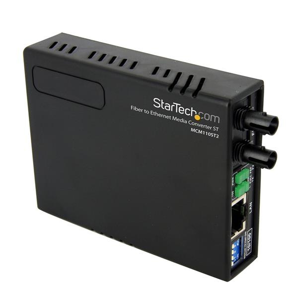 StarTech 10/100 Mbit/s Fast Ethernet Multimode ST LWL / Fiber Optic Copper Media Converter - 2km - Media Converter - 10Base-T, 100Base-FX, 100Base-TX - RJ-45 / ST multi-mode - 1310 nm (MCM110ST2EU) - MCM110ST2EU