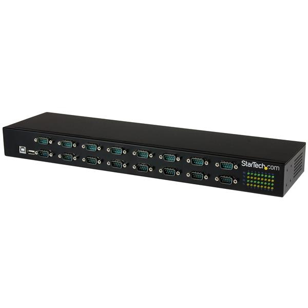 StarTech 16-Port USB-to-Serial Adapter Hub - USB 2.0 Type-B - Serial - 480 Mbit/s - Black - Steel - CE. FCC. RoHS - ICUSB23216FD