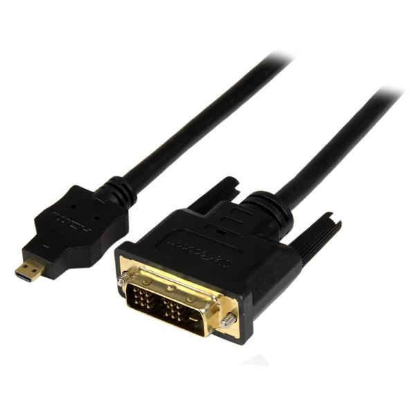 StarTech 2m Micro HDMI to DVI-D Cable - M/M - 2 m - Micro-HDMI - DVI-D - Gold - Black - Polyvinyl chloride (PVC) - HDDDVIMM2M