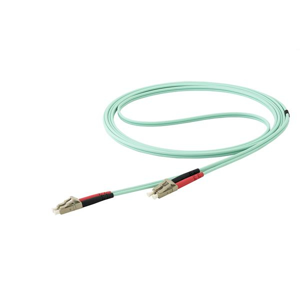 StarTech 15 m OM4 LC to LC Multimode Duplex Fiber Optic Patch Cable - Aqua - 50/125 - Fiber Optic Cable - 40/100Gb - LSZH (450FBLCLC15) - Patch cable - 15 m - Aquamarine - 450FBLCLC15