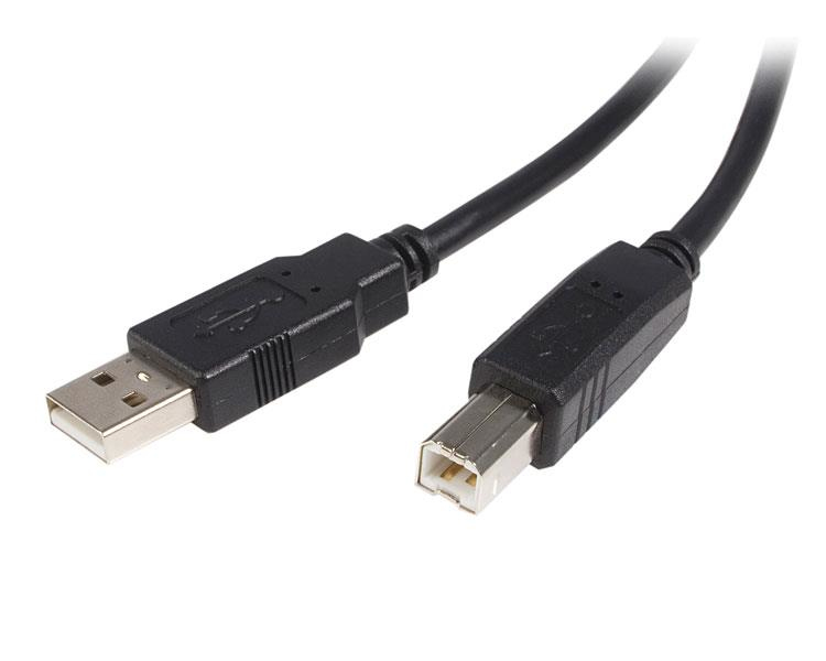 StarTech USB2.0 A to B Cable - Male/Male - USB Cable - USB Type A, 4-pin (M) - USB Type B, 4-pin (M) - 1.0m (USB/USB2.0) - Black (USB2HAB1M) - USB2HAB1M