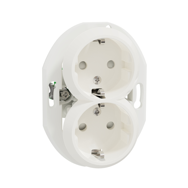 Prise double APC Elso avec contact WDE011122erh. 16 A Vit RENOVA/Schneider