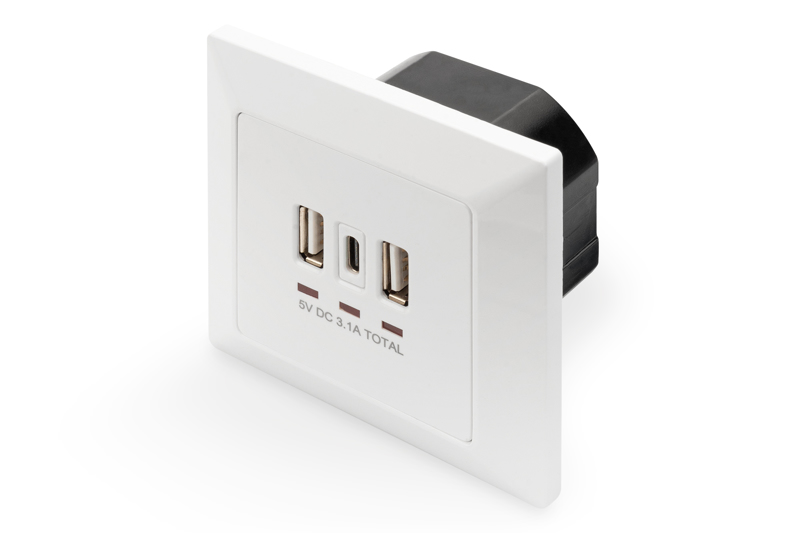 Support mural pour prise de charge triple USB DIGITUS