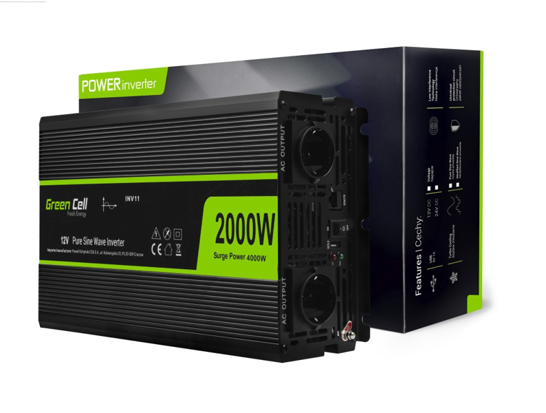 Green Cell INV11 - Universal - Bil - 12V - 12W - DC-till-AC - INV11
