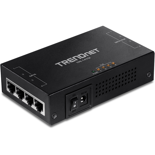 TRENDnet 65W 4-PORT GIGABIT POE+ INJECTOR - TPE-147GI