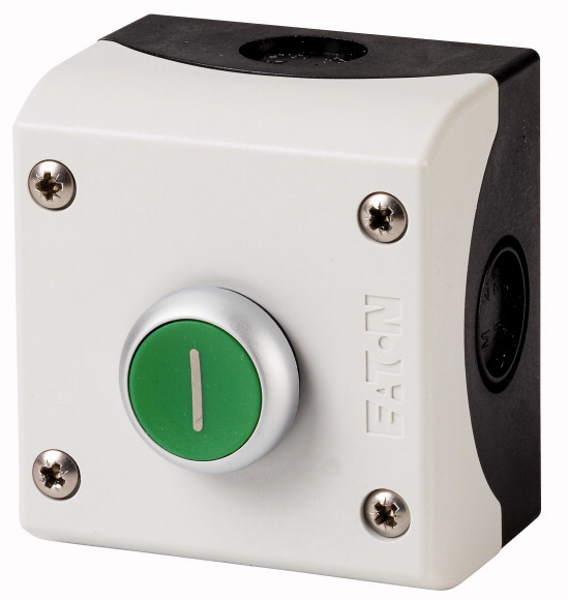 Bouton-poussoir rond vert Eaton 1 pôle 22 mm 1NO 1NC IP67