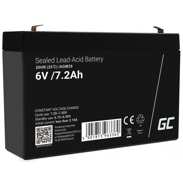 Batterie Green Cell AGM VRLA 6V 7.2Ah