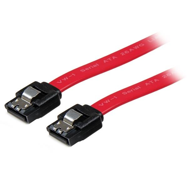 StarTech 18in Latching SATA Cable Red Male to Male - LSATA18