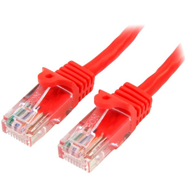 CAT5e Cable - 10 m Red Ethernet Cable - Snagless - CAT5e Patch Cord - CAT5e UTP Cable - RJ45 Network Cable - Patch Cable - RJ-45 (M) ( 45 - 45PAT10MRD