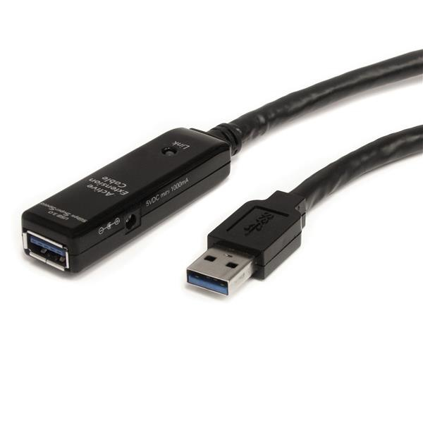 StarTech.com 3m USB 3.0 Active Extension Cable - M/F - 3 m - USB A - USB A - USB 3.2 Gen 1 (3.1 Gen 1) - Black - USB3AAEXT3M