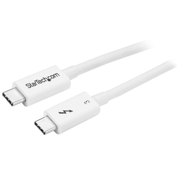 StarTech 0.5m Thunderbolt 3 Cable 40Gbps - White - Thunderbolt USB-C DP - Thunderbolt cable - USB Type C (M) to USB Type C (M) - 50 cm - 4K support - white - TBLT34MM50CW