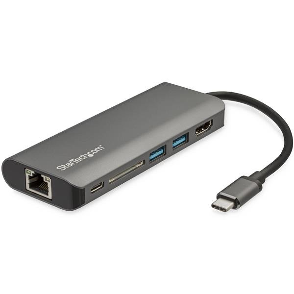 StarTech USB C Multiport adapter with HDMI - 4K - Mac/Windows - SD card reader - USB C to USB 3.0 hub - 2x USB-A 1x USB-C - 60W PD 3.0 - docking station - USB-C - DKT30CSDHPD3