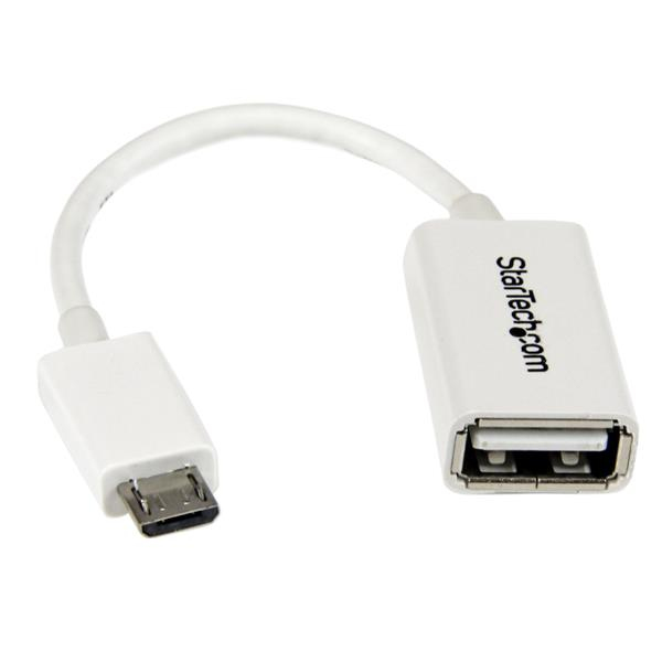 StarTech Micro USB to USB OTG Host Adapter M/F - USB adapter - 5-pin Micro-USB Type B (M) - USB Type A, 4-pin (W) - 5" (Hi-Speed ​​OTG) - white (UUSBOTGW) - UUSBOTGW