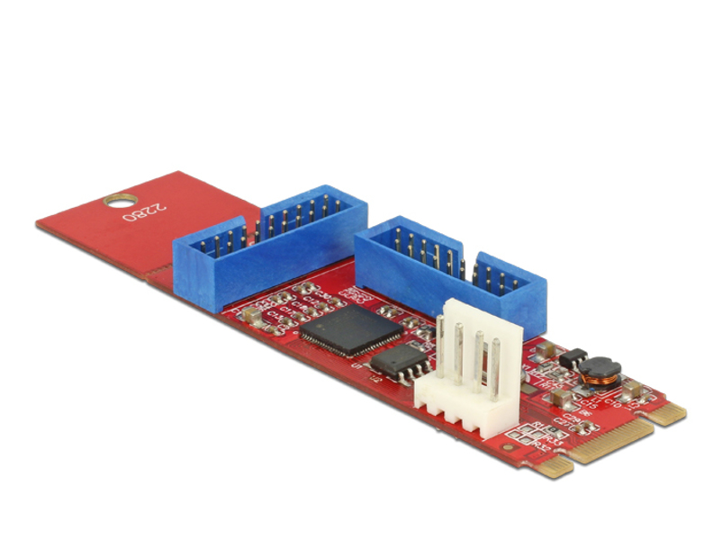 Convertisseur Delock M.2 Key B+M mâle > 2 connecteurs USB 3.0