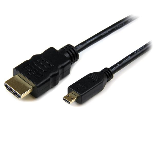 StarTech 2m High Speed HDMI Cable with Ethernet - HDMI to HDMI Micro - M/M - 2 m - HDMI Type A (Standard) - HDMI Type D (Micro) - 3D - Black - HDADMM2M