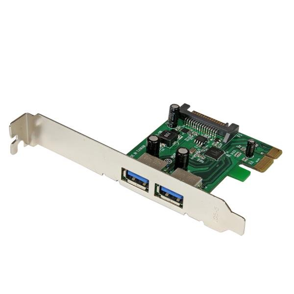StarTech 2 Port PCI Express SuperSpeed USB 3.0 interface card with UASP - SATA power - 2-way USB 3 PCIe card with SATA connection - USB adapter - PEXUSB3S24