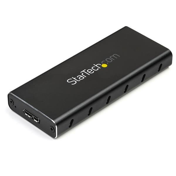StarTech M.2 SSD Enclosure for M.2 SATA SSDs - USB 3.1 (10Gbps) with USB-C Cable - SSD enclosure - M.2 - M.2 - 10 Gbit/s - USB connectivity - Black - Silver - SM21BMU31C3